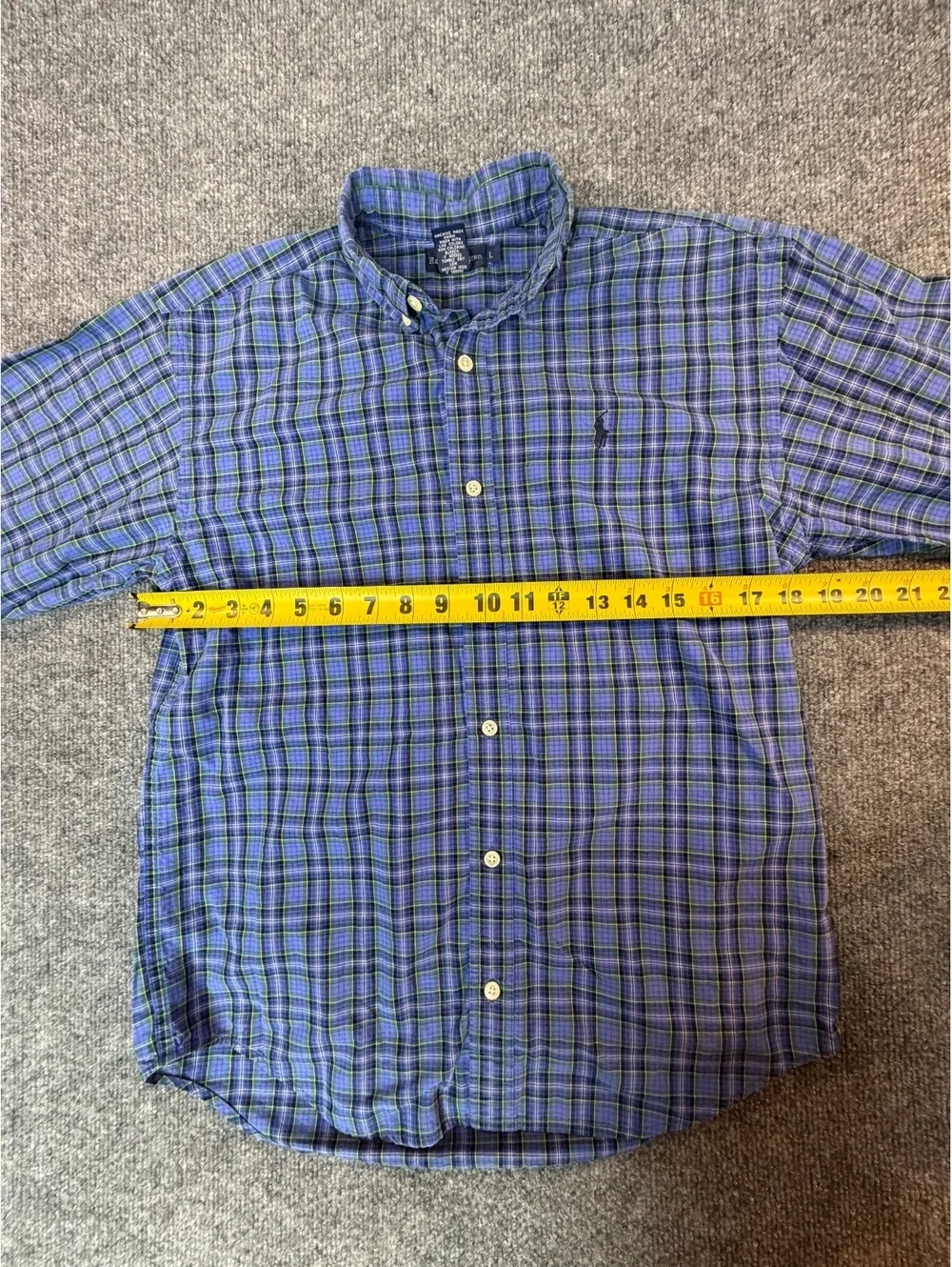 Polo Ralph Lauren Blue Long Sleeve Button Up Collared Shirt youth Large Plaid